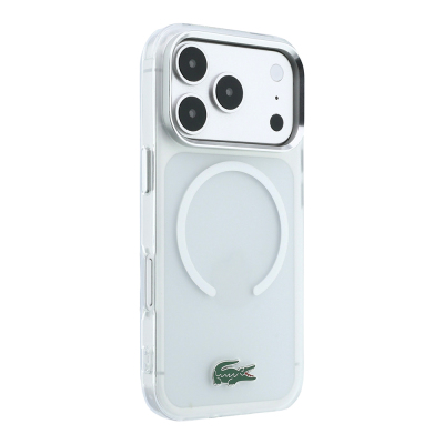 Apple iPhone 18 Pro Max Kılıf Lacoste Orjinal Lisanslı M-safe Şarj Özellikli Lake Timsah Logolu IML Frosted Kapak - 21