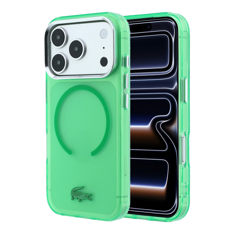 Apple iPhone 18 Pro Max Kılıf Lacoste Orjinal Lisanslı M-safe Şarj Özellikli Lake Timsah Logolu IML Frosted Kapak - 4