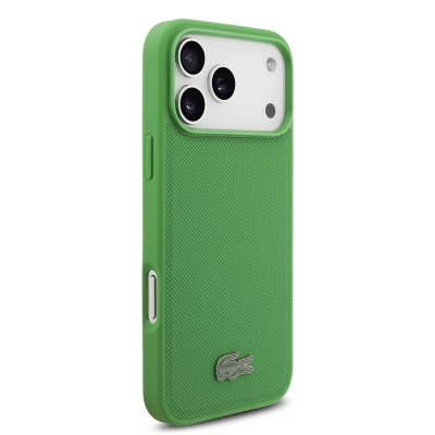 Apple iPhone 18 Pro Max Kılıf Lacoste Orjinal Lisanslı M-safe Şarj Özellikli PU Pike Desenli Metal Logolu Kapak - 9