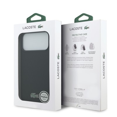 Apple iPhone 18 Pro Max Kılıf Lacoste Orjinal Lisanslı M-safe Şarj Özellikli PU Pike Desenli Metal Logolu Kapak - 20