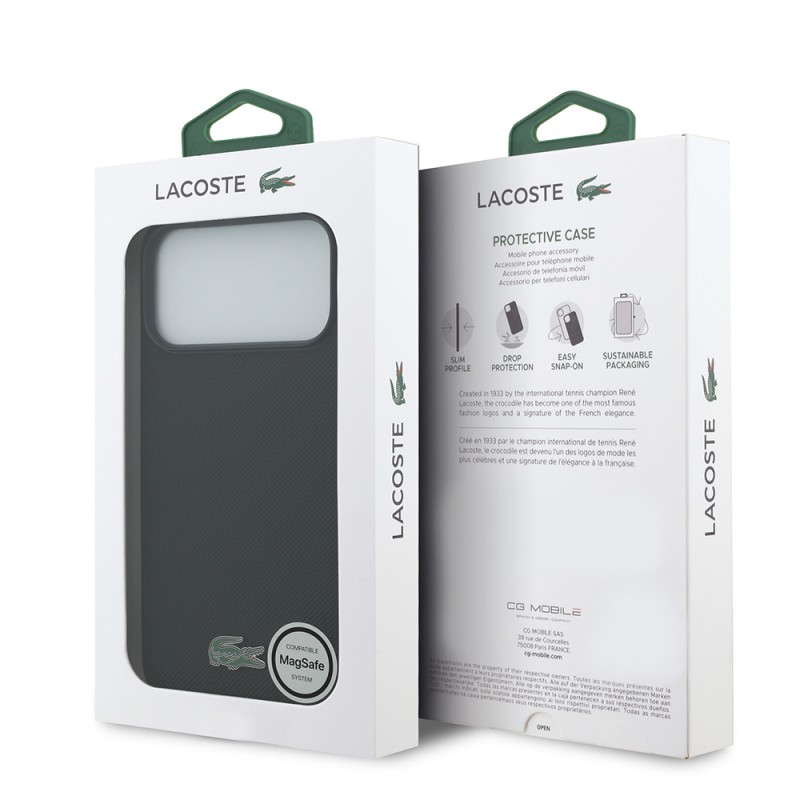 Apple iPhone 18 Pro Max Kılıf Lacoste Orjinal Lisanslı M-safe Şarj Özellikli PU Pike Desenli Metal Logolu Kapak - 20