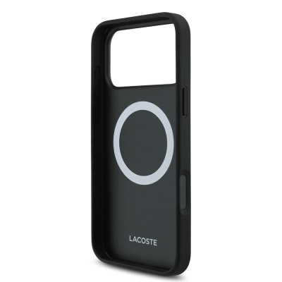 Apple iPhone 18 Pro Max Kılıf Lacoste Orjinal Lisanslı M-safe Şarj Özellikli PU Pike Desenli Metal Logolu Kapak - 26