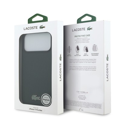 Apple iPhone 18 Pro Max Kılıf Lacoste Orjinal Lisanslı M-safe Şarj Özellikli PU Pike Desenli Metal Logolu Kapak - 27