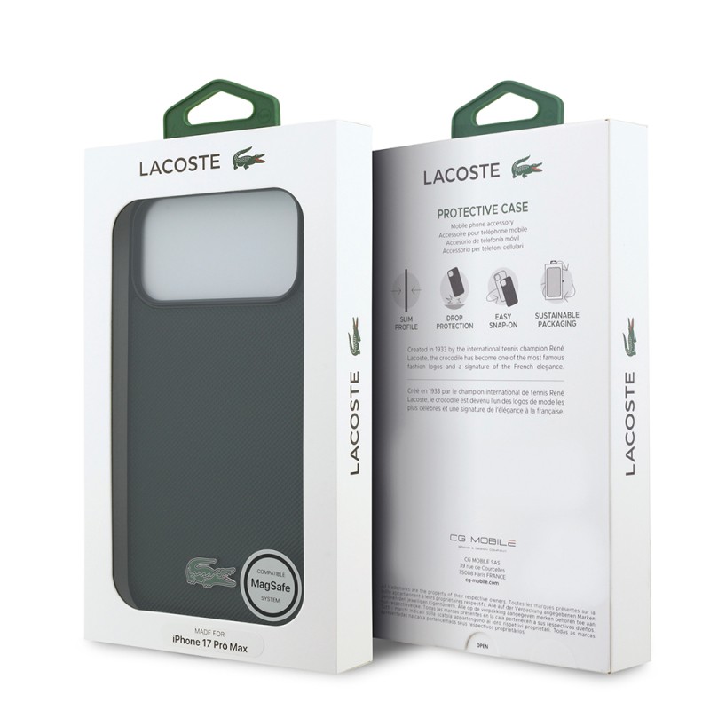 Apple iPhone 18 Pro Max Kılıf Lacoste Orjinal Lisanslı M-safe Şarj Özellikli PU Pike Desenli Metal Logolu Kapak - 27