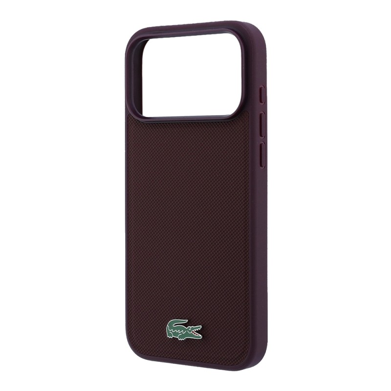 Apple iPhone 18 Pro Max Kılıf Lacoste Orjinal Lisanslı M-safe Şarj Özellikli PU Pike Desenli Metal Logolu Kapak - 32