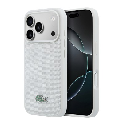 Apple iPhone 18 Pro Max Kılıf Lacoste Orjinal Lisanslı M-safe Şarj Özellikli PU Pike Desenli Metal Logolu Kapak - 6