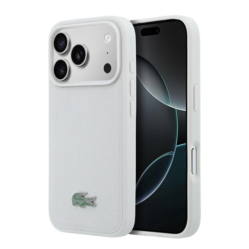 Apple iPhone 18 Pro Max Kılıf Lacoste Orjinal Lisanslı M-safe Şarj Özellikli PU Pike Desenli Metal Logolu Kapak - 6