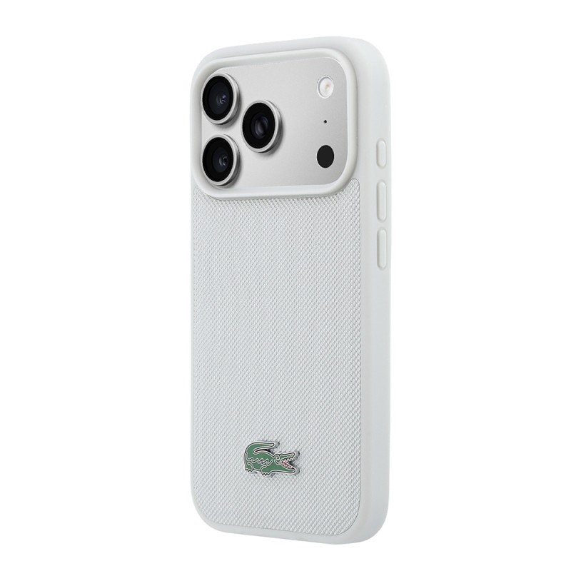 Apple iPhone 18 Pro Max Kılıf Lacoste Orjinal Lisanslı M-safe Şarj Özellikli PU Pike Desenli Metal Logolu Kapak - 35
