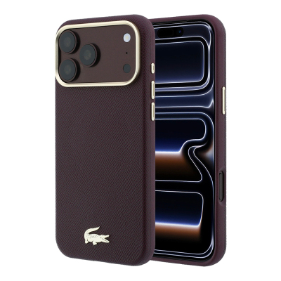 Apple iPhone 18 Pro Max Kılıf Lacoste Orjinal Lisanslı M-Safe Şarj Özellikli PVC Yarı Pike Desenli Arka Yüzey İkonik Timsah Dokuma Logolu Kapak - Lacoste