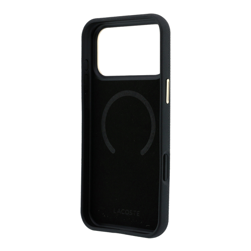Apple iPhone 18 Pro Max Kılıf Lacoste Orjinal Lisanslı M-Safe Şarj Özellikli PVC Yarı Pike Desenli Arka Yüzey İkonik Timsah Dokuma Logolu Kapak - 31