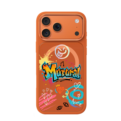 Apple iPhone 18 Pro Max Kılıf M-safe Şarj Özellikli 3D Baskılı Tasarım Mutural Graffiti Serisi Kapak - Mutural