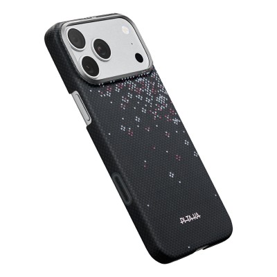 Apple iPhone 18 Pro Max Kılıf M-safe Şarj Özellikli Aramid Karbon Fiber Pitaka Sakura Hours Serisi Kapak - 14