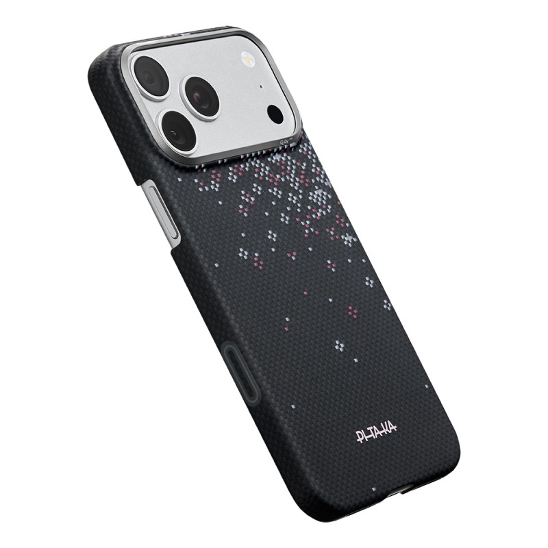 Apple iPhone 18 Pro Max Kılıf M-safe Şarj Özellikli Aramid Karbon Fiber Pitaka Sakura Hours Serisi Kapak - 14