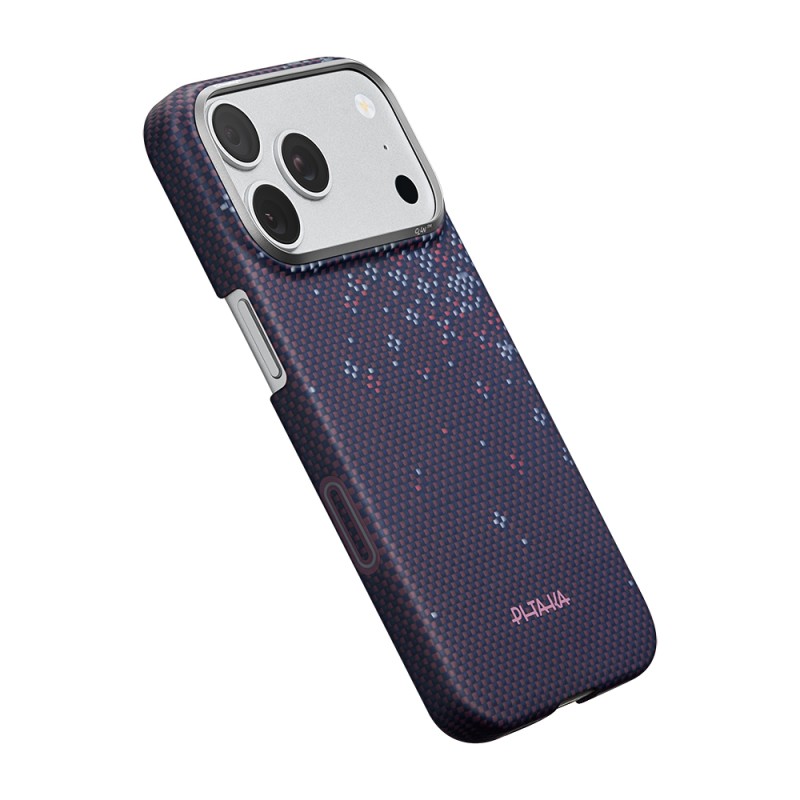 Apple iPhone 18 Pro Max Kılıf M-safe Şarj Özellikli Aramid Karbon Fiber Pitaka Sakura Hours Serisi Kapak - 19