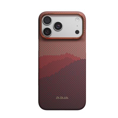 Apple iPhone 18 Pro Max Kılıf M-safe Şarj Özellikli Aramid Karbon Fiber Pitaka Tactile Woven Starpeak Serisi Over The Horizon Kapak - Pitaka
