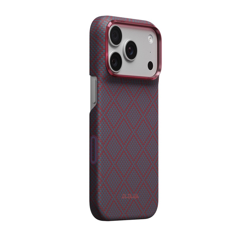 Apple iPhone 18 Pro Max Kılıf M-safe Şarj Özellikli Aramid Karbon Fiber Pitaka Argyle Serisi Kapak - 1