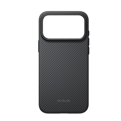 Apple iPhone 18 Pro Max Kılıf M-safe Şarj Özellikli Aramid Karbon Fiber Pitaka Military-Grade Classic Serisi New Logo Black-Grey Twill Kapak - 11