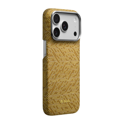 Apple iPhone 18 Pro Max Kılıf M-safe Şarj Özellikli Aramid Karbon Fiber Pitaka Wind Over Wheat Serisi Kapak - Pitaka