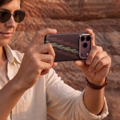 Apple iPhone 18 Pro Max Kılıf M-Safe Şarj Özellikli Benks Haven Air 2.0 Rouge Serisi Kevlar Karbon Kapak - 6
