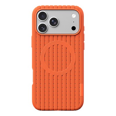 Apple iPhone 18 Pro Max Kılıf M-Safe Şarj Özellikli Çizgi Desenli Kumaş Dokulu Zore Paris Lorin Kapak - 2
