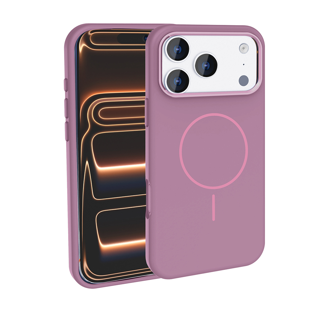 Apple iPhone 18 Pro Max Kılıf M-Safe Şarj Özellikli Metal Kamera Çerçeveli Zore Edi Silikon Kapak - Mor