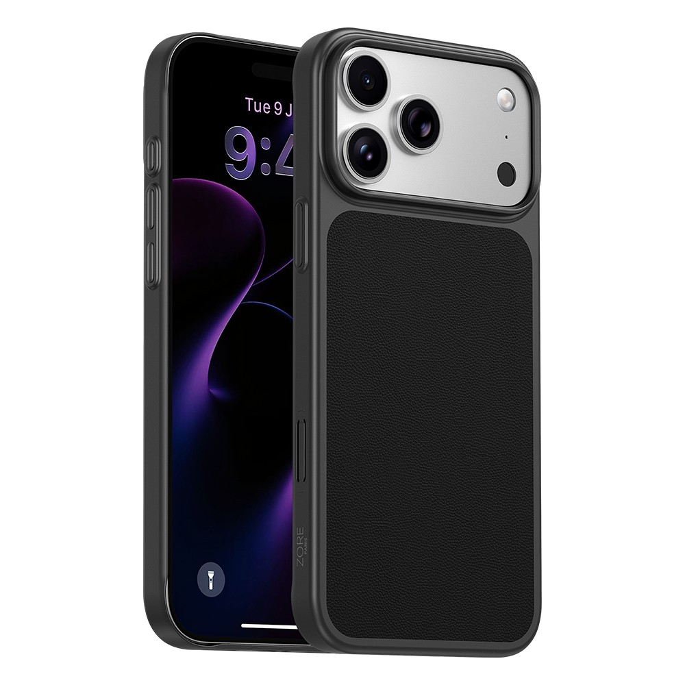 Apple iPhone 18 Pro Max Kılıf M-Safe Şarj Özellikli PU Zore Paris Trexo Sert PC Kapak - Siyah