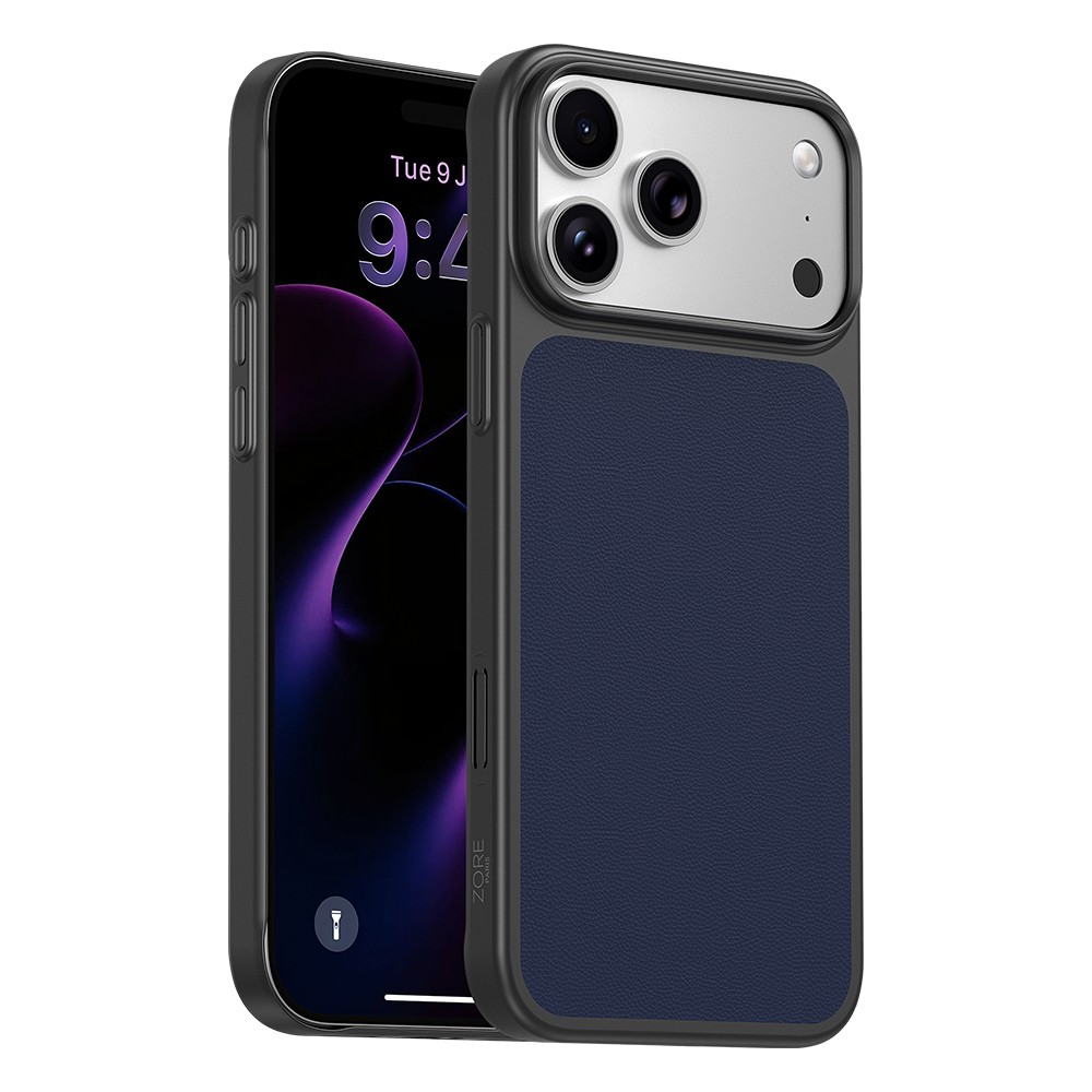 Apple iPhone 18 Pro Max Kılıf M-Safe Şarj Özellikli PU Zore Paris Trexo Sert PC Kapak - Lacivert