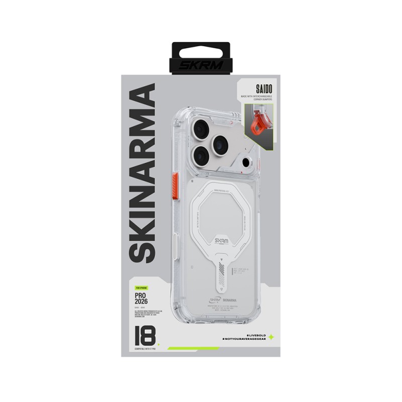 Apple iPhone 18 Pro Max Kılıf M-safe Şarj Özellikli Şeffaf Airbag Tasarımlı Skinarma Saido Mag-Charge Kapak - 17