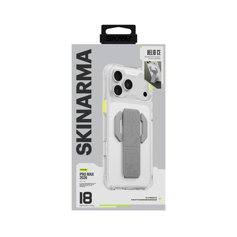 Apple iPhone 18 Pro Max Kılıf M-safe Şarj Özellikli Teknoloji Desenli Skinarma Helio CE Mag Charge Standlı Kapak - 12