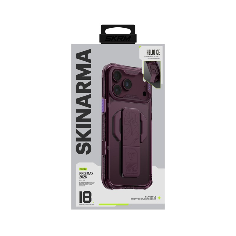 Apple iPhone 18 Pro Max Kılıf M-safe Şarj Özellikli Teknoloji Desenli Skinarma Helio CE Mag Charge Standlı Kapak - 23