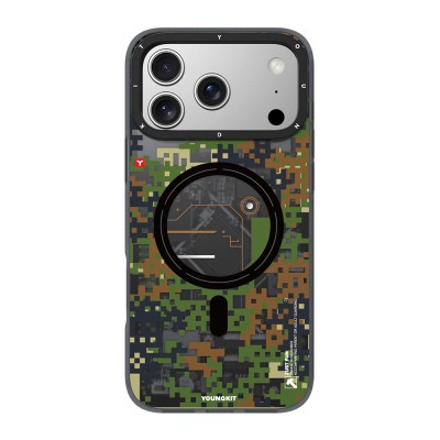 Apple iPhone 18 Pro Max Kılıf M-Safe Şarj Özellikli Youngkit Camouflage Sykell Serisi Kapak - 3