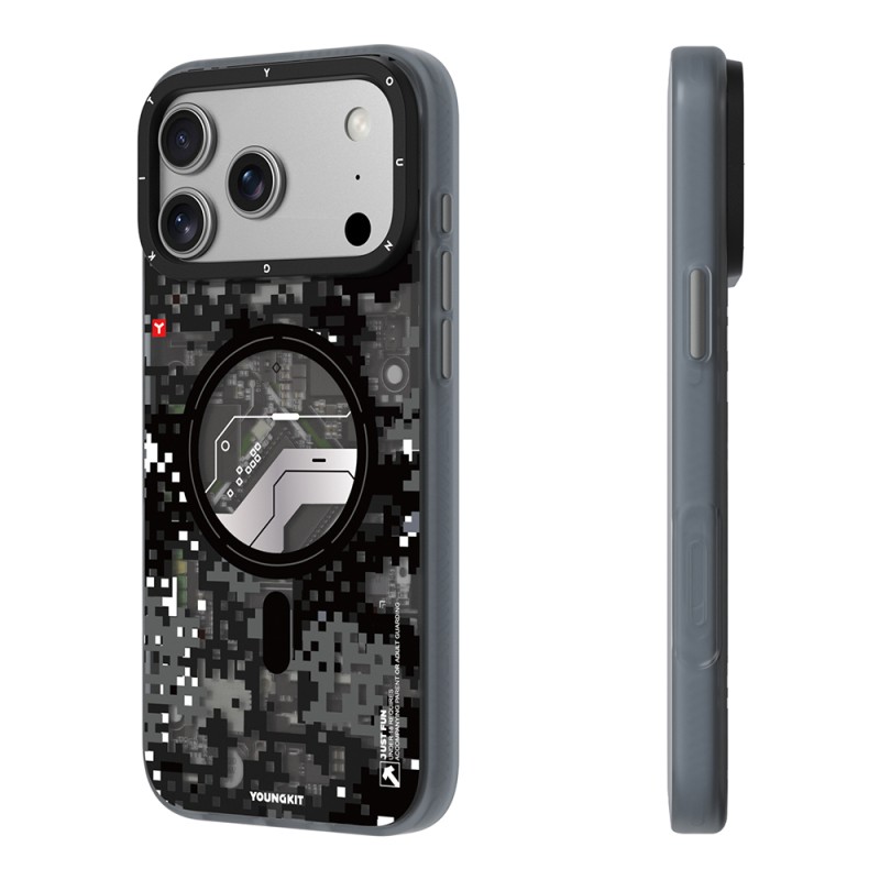 Apple iPhone 18 Pro Max Kılıf M-Safe Şarj Özellikli Youngkit Camouflage Sykell Serisi Kapak - 14