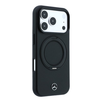 Apple iPhone 18 Pro Max Kılıf Mercedes Benz Orjinal Lisanslı M-safe Şarj Özellikli 360 Derece Dönebilen Standlı Metal Logolu PU Kapak - 4
