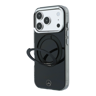 Apple iPhone 18 Pro Max Kılıf Mercedes Benz Orjinal Lisanslı M-safe Şarj Özellikli 360 Derece Dönebilen Standlı Metal Logolu Sert PC Kapak - Mercedes Benz