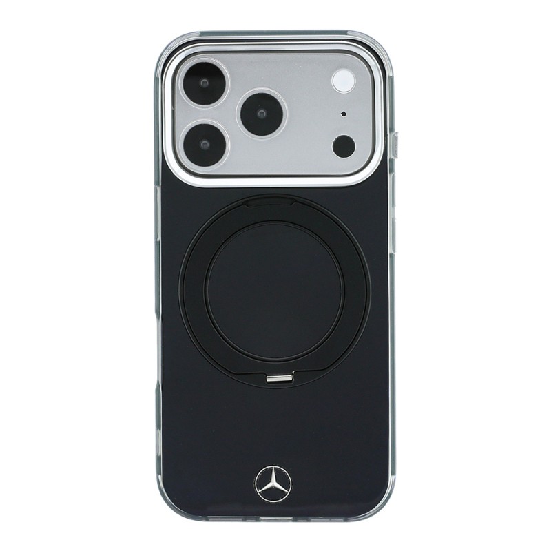 Apple iPhone 18 Pro Max Kılıf Mercedes Benz Orjinal Lisanslı M-safe Şarj Özellikli 360 Derece Dönebilen Standlı Metal Logolu Sert PC Kapak - 4