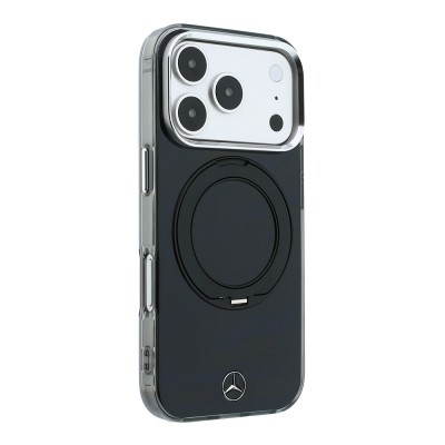 Apple iPhone 18 Pro Max Kılıf Mercedes Benz Orjinal Lisanslı M-safe Şarj Özellikli 360 Derece Dönebilen Standlı Metal Logolu Sert PC Kapak - 5