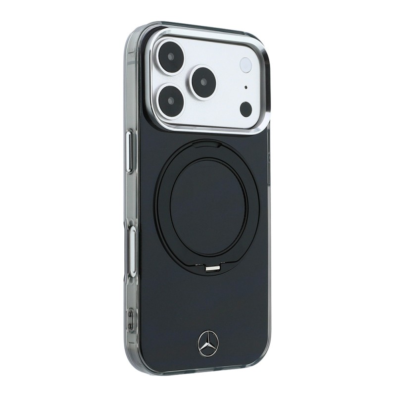Apple iPhone 18 Pro Max Kılıf Mercedes Benz Orjinal Lisanslı M-safe Şarj Özellikli 360 Derece Dönebilen Standlı Metal Logolu Sert PC Kapak - 5