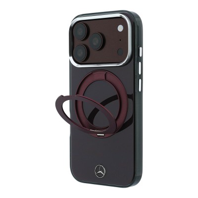 Apple iPhone 18 Pro Max Kılıf Mercedes Benz Orjinal Lisanslı M-safe Şarj Özellikli 360 Derece Dönebilen Standlı Metal Logolu Sert PC Kapak - 2