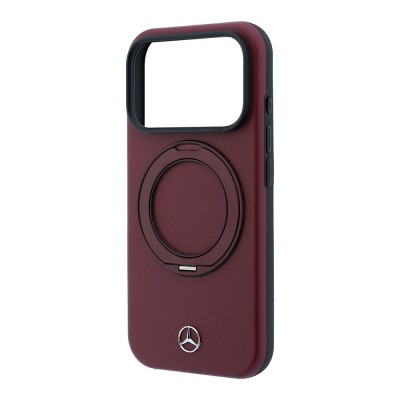 Apple iPhone 18 Pro Max Kılıf Mercedes Benz Orjinal Lisanslı M-safe Şarj Özellikli 360 Derece Dönebilen Standlı PU Metal Logolu Kapak - 6
