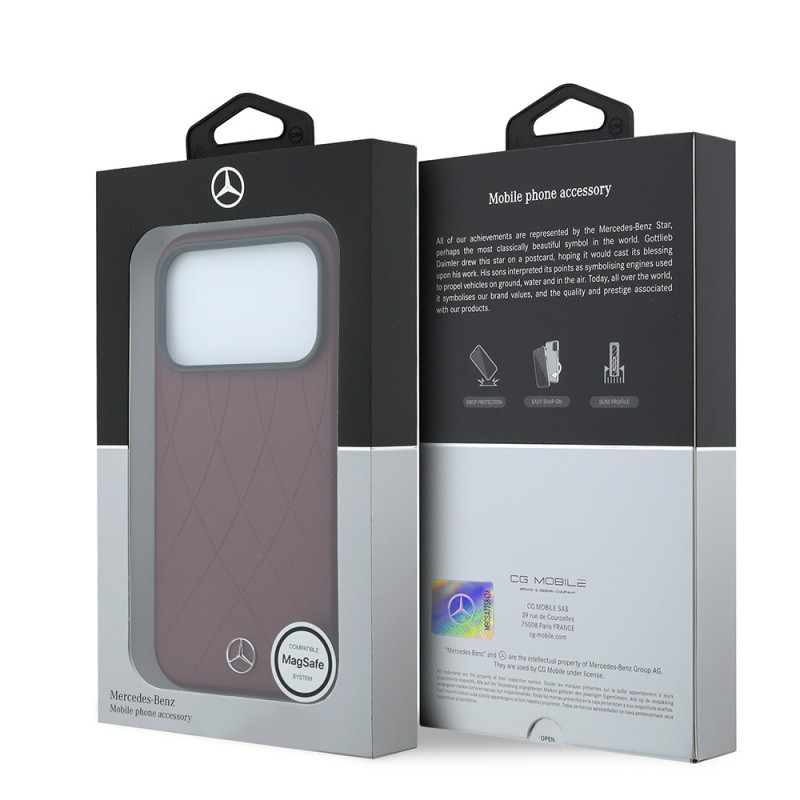 Apple iPhone 18 Pro Max Kılıf Mercedes Benz Orjinal Lisanslı M-safe Şarj Özellikli 3D Metal Logolu Crossed Lines Kapak - 9