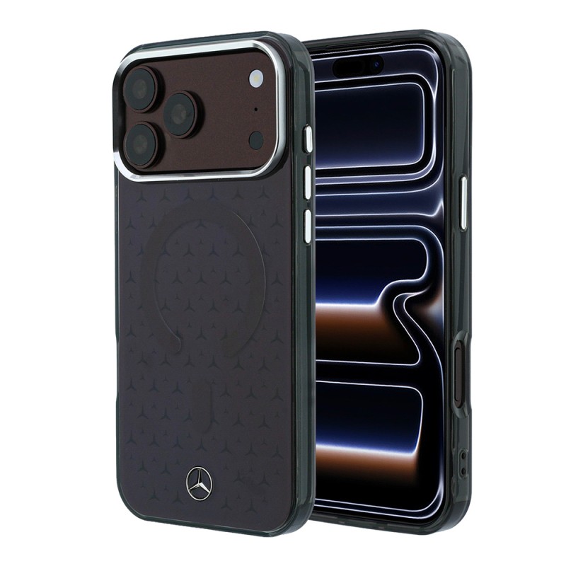 Apple iPhone 18 Pro Max Kılıf Mercedes Benz Orjinal Lisanslı M-safe Şarj Özellikli Çift Katmanlı Yıldız Desenli Sert PC Kapak - 1