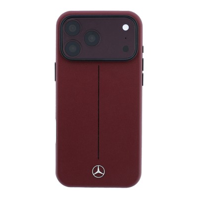 Apple iPhone 18 Pro Max Kılıf Mercedes Benz Orjinal Lisanslı M-safe Şarj Özellikli Metal Yıldız Logolu Çizgili Deri Kapak - 4