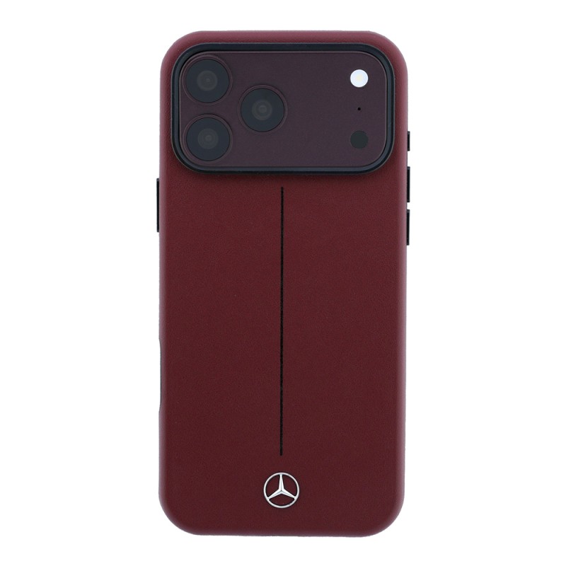 Apple iPhone 18 Pro Max Kılıf Mercedes Benz Orjinal Lisanslı M-safe Şarj Özellikli Metal Yıldız Logolu Çizgili Deri Kapak - 4