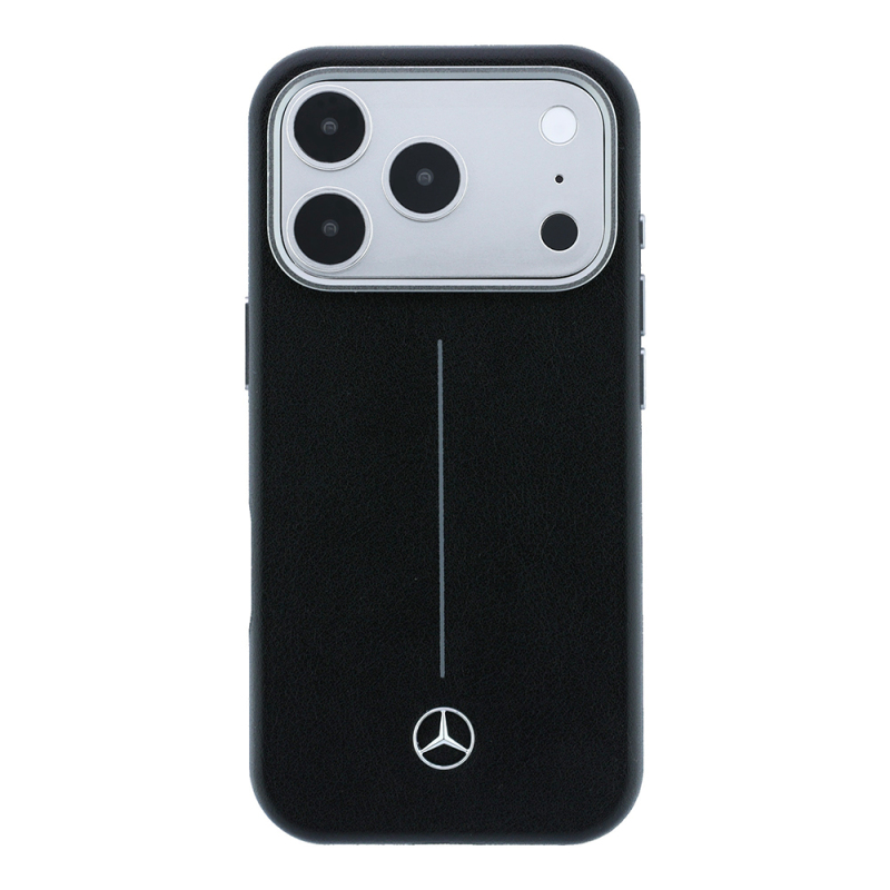 Apple iPhone 18 Pro Max Kılıf Mercedes Benz Orjinal Lisanslı M-safe Şarj Özellikli Metal Yıldız Logolu Çizgili Deri Kapak - 11