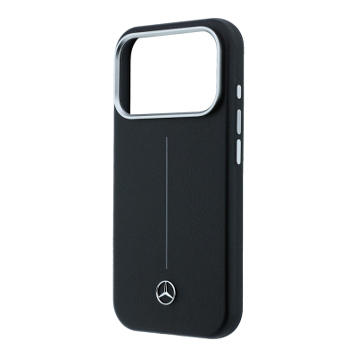Apple iPhone 18 Pro Max Kılıf Mercedes Benz Orjinal Lisanslı M-safe Şarj Özellikli Metal Yıldız Logolu Çizgili Deri Kapak - 14
