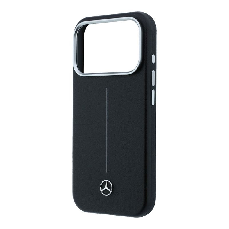 Apple iPhone 18 Pro Max Kılıf Mercedes Benz Orjinal Lisanslı M-safe Şarj Özellikli Metal Yıldız Logolu Çizgili Deri Kapak - 14
