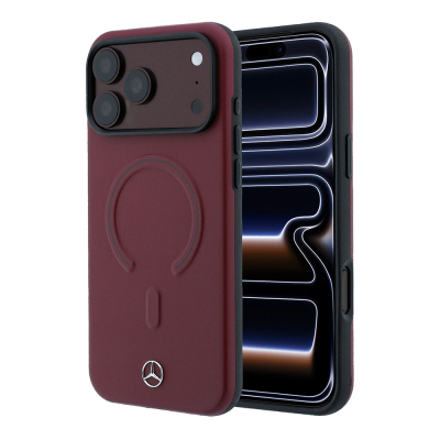 Apple iPhone 18 Pro Max Kılıf Mercedes Benz Orjinal Lisanslı M-safe Şarj Özellikli Metal Yıldız Logolu Kabartmalı Deri Kapak - Mercedes Benz