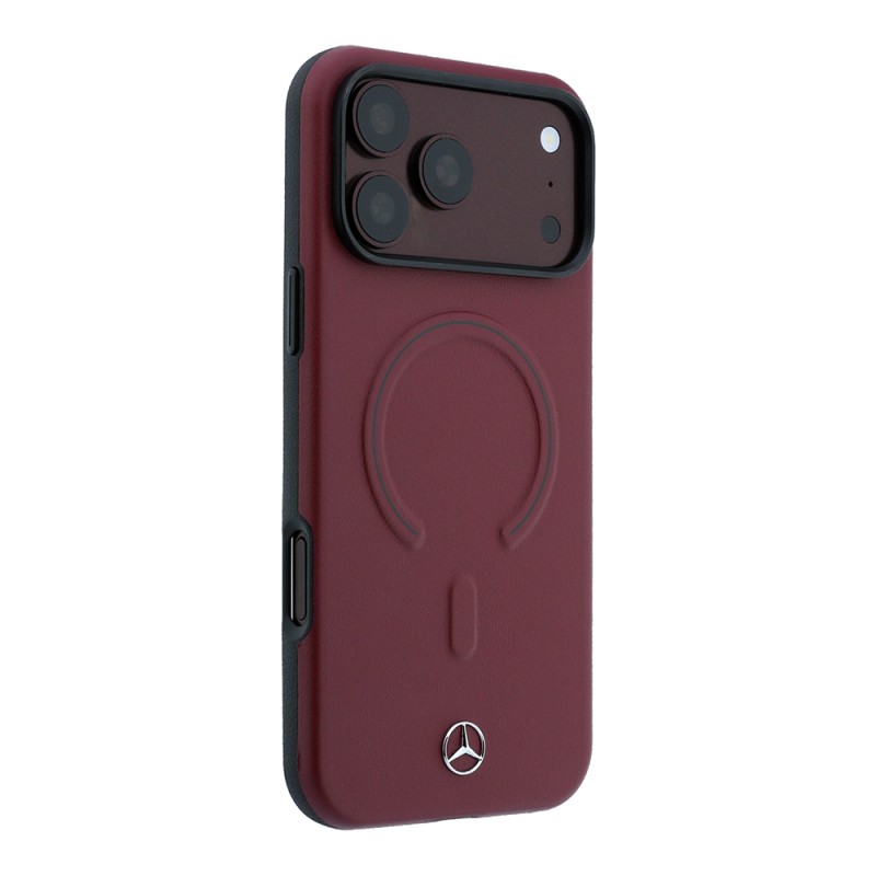 Apple iPhone 18 Pro Max Kılıf Mercedes Benz Orjinal Lisanslı M-safe Şarj Özellikli Metal Yıldız Logolu Kabartmalı Deri Kapak - 5