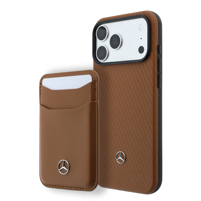 Apple iPhone 18 Pro Max Kılıf Mercedes Benz Orjinal Lisanslı M-safe Şarj Özellikli PU Deri 3D Metal Logolu Kartlıklı Kapak - Mercedes Benz