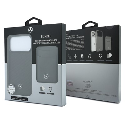 Apple iPhone 18 Pro Max Kılıf Mercedes Benz Orjinal Lisanslı M-safe Şarj Özellikli PU Deri 3D Metal Logolu Kartlıklı Kapak - 29